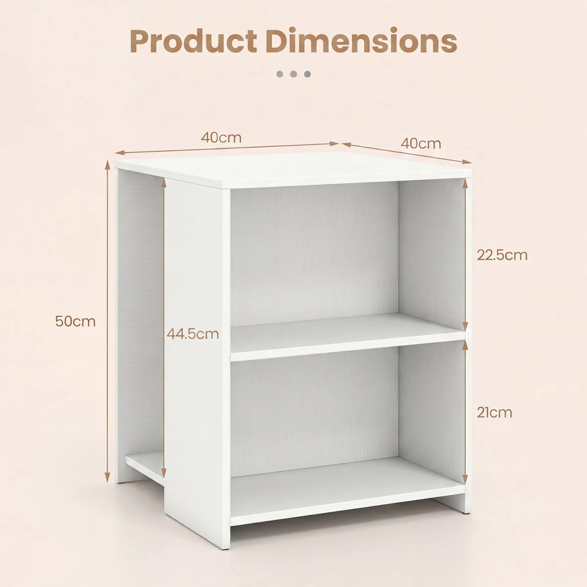 3 Tier Square Sofa End Table with Open Shelves - White – image 3
