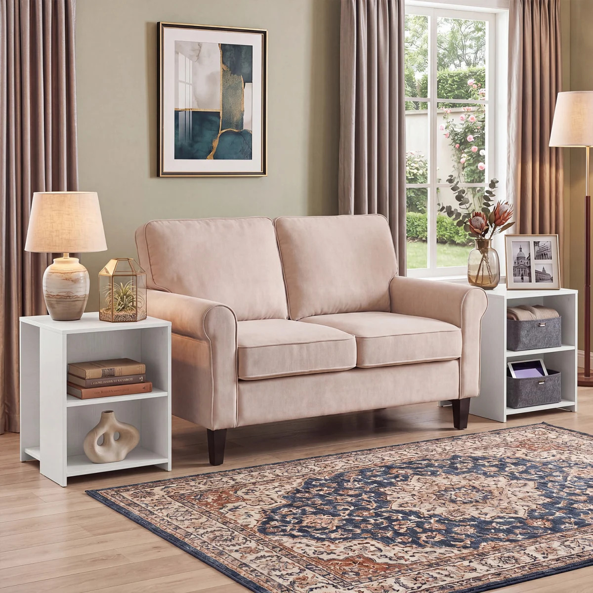 3 Tier Square Sofa End Table with Open Shelves - White – image 5