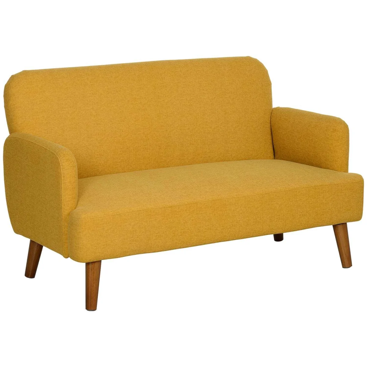Rorore Yoro Velvet Yellow Compact 2-Seater Sofa - Thick Padded Seat, Wooden Legs – image 3
