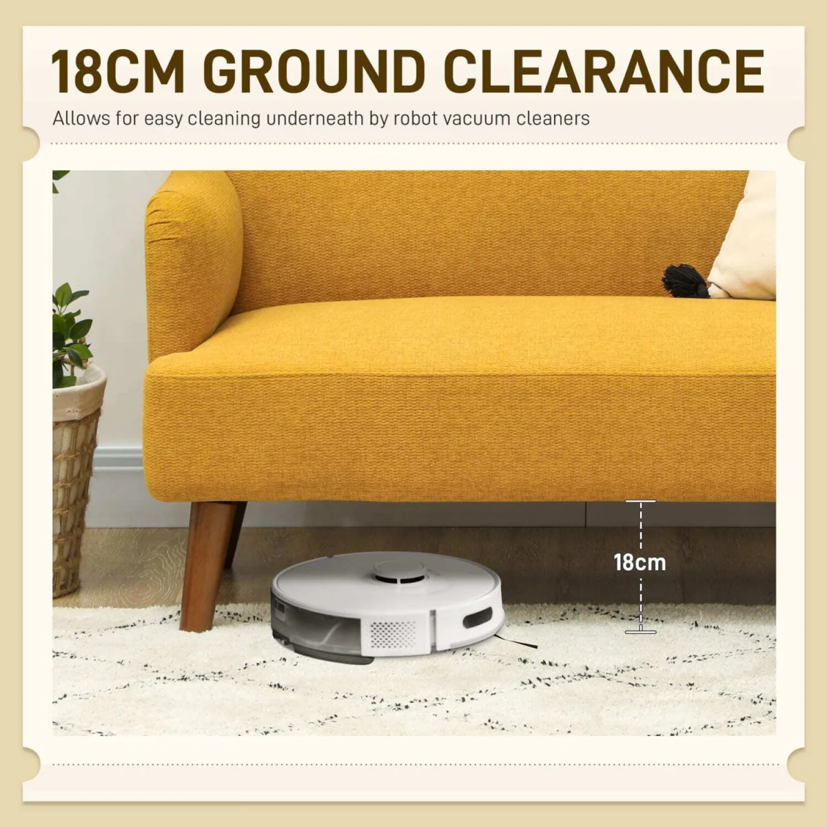 Rorore Yoro Velvet Yellow Compact 2-Seater Sofa - Thick Padded Seat, Wooden Legs – image 6