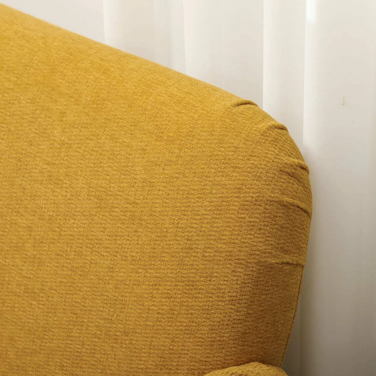 Rorore Yoro Velvet Yellow Compact 2-Seater Sofa - Thick Padded Seat, Wooden Legs – image 8