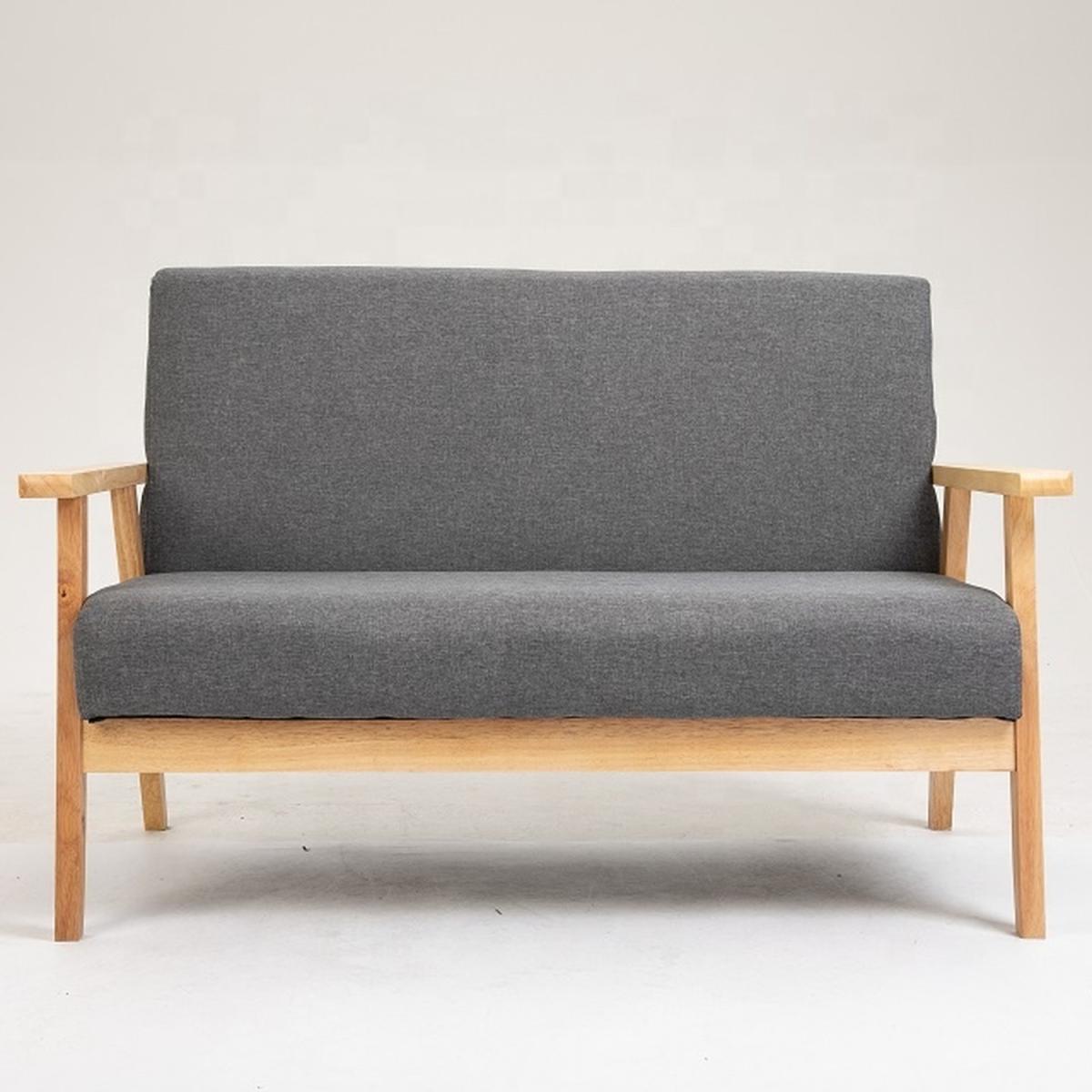 Modern Super Simple Design Rubberwood Sofa - Grey