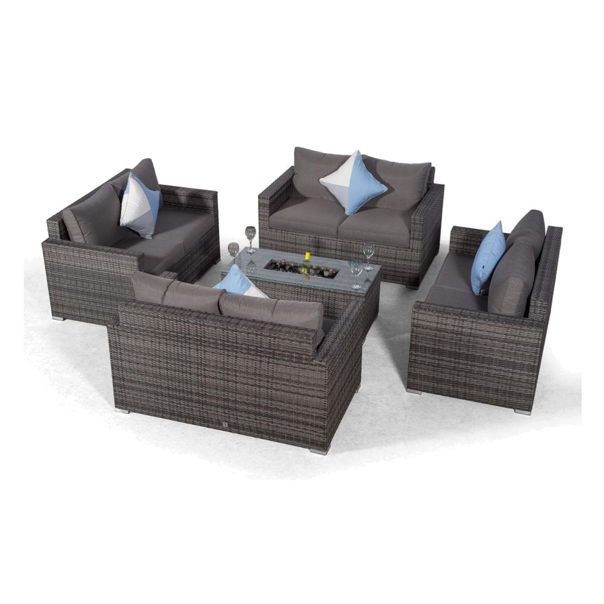 Giardino Sydney 8 Seater Rattan Sofa Set with Drinks Cooler Coffee Table - Grey