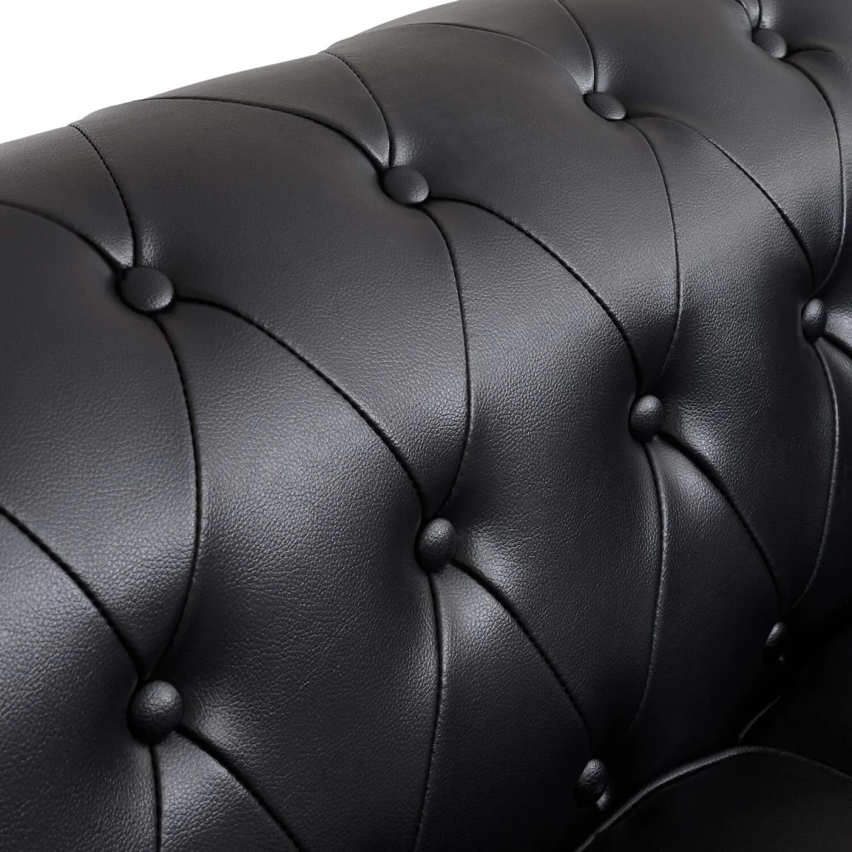 Bargainia Faux Leather Chesterfield Two-Seater Sofa - Black - Black – image 11