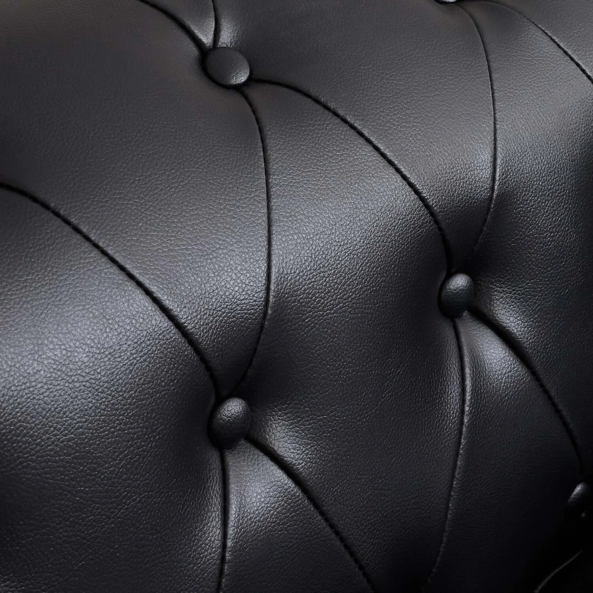 Bargainia Faux Leather Chesterfield Two-Seater Sofa - Black - Black – image 12