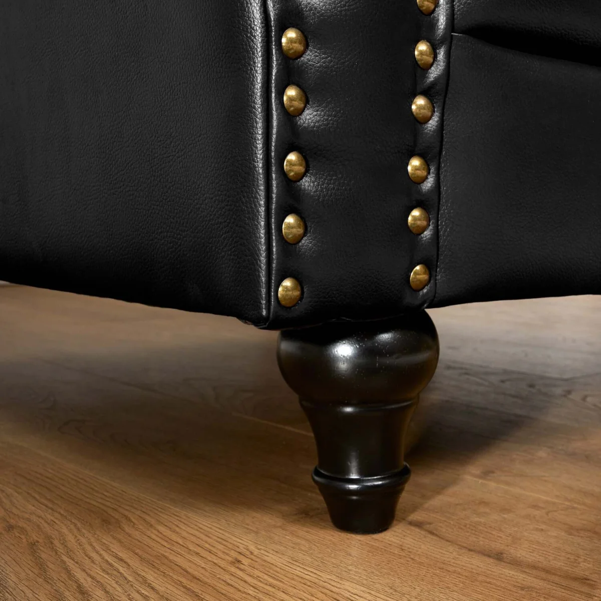Bargainia Faux Leather Chesterfield Two-Seater Sofa - Black - Black – image 13