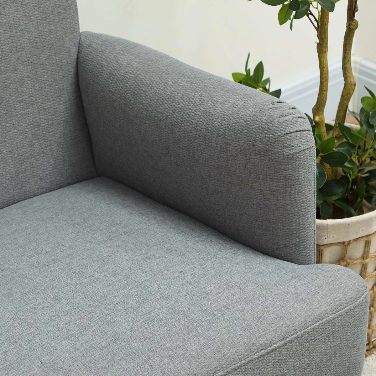 Midi Tami Grey Velvet Compact 2-Seater Sofa, Extra-Thick Padding, Wooden Legs – image 8