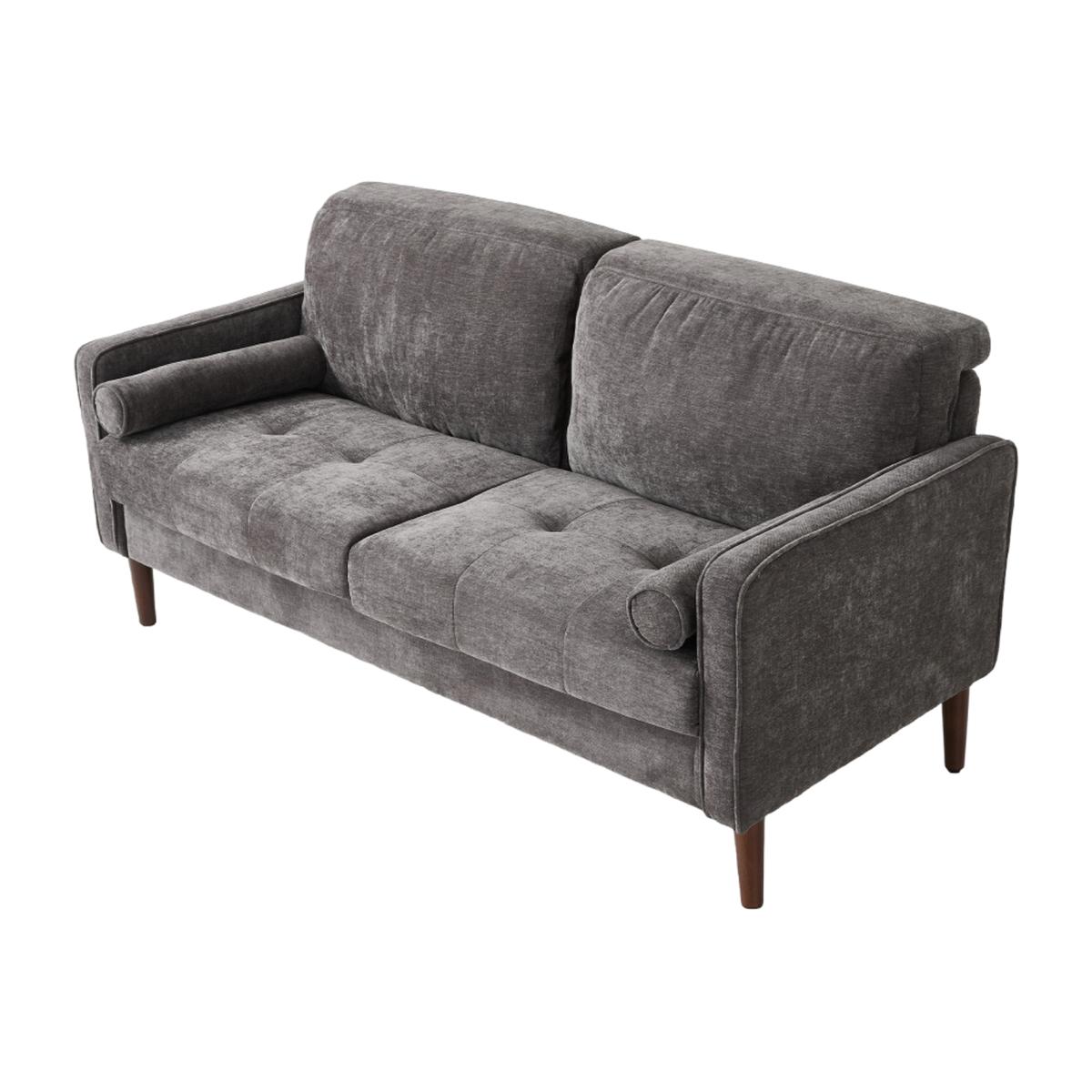 Elegant Upholstered Two-Seater Sofa Armchair - Dark Grey