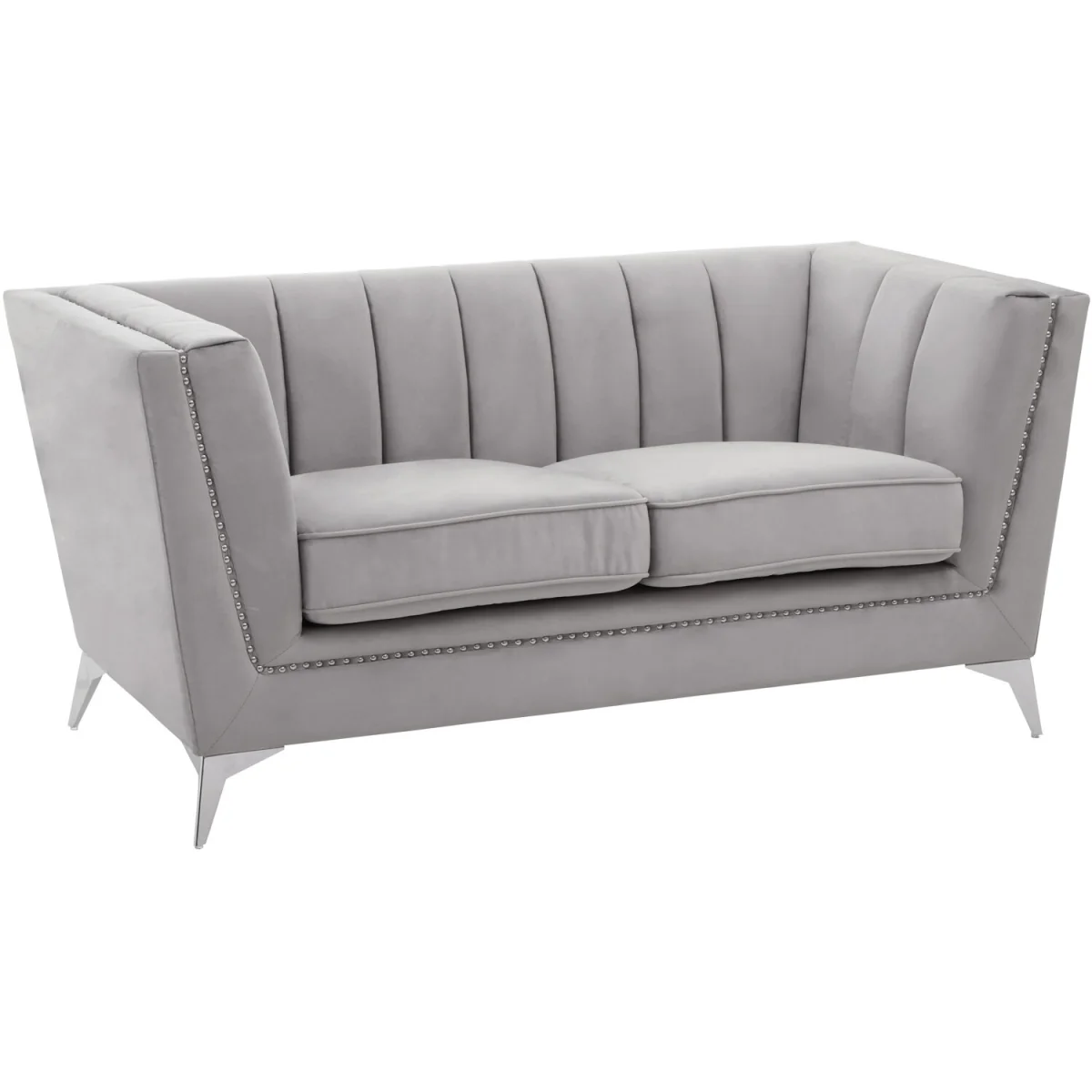 Hansa Two Seat Grey Velvet Sofa - Grey – image 3