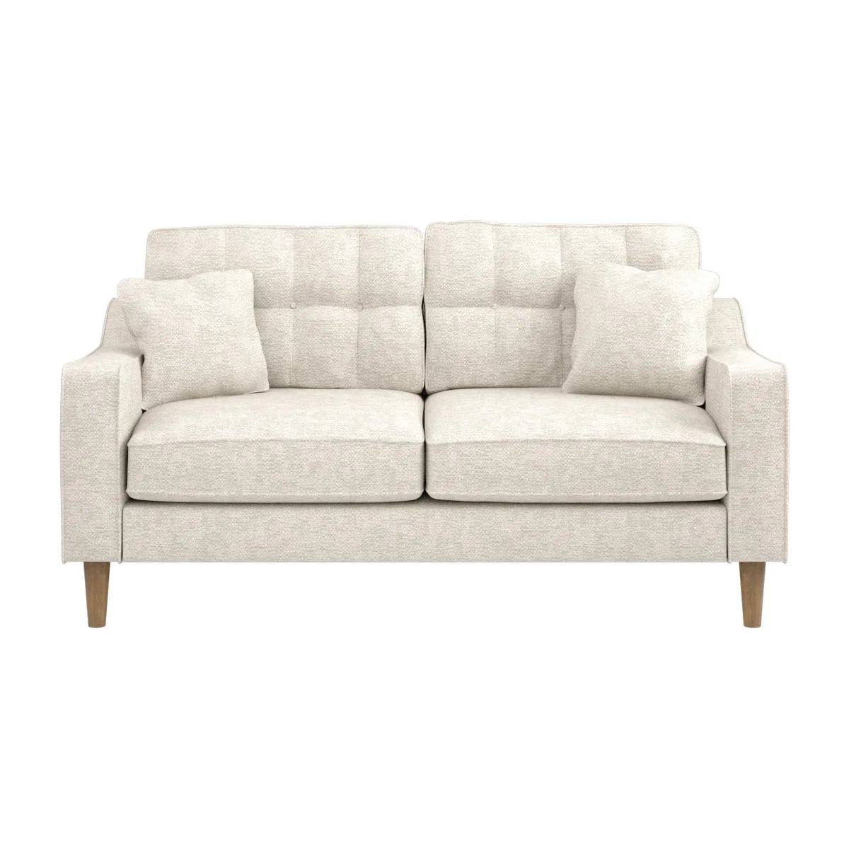 Jude 2 Seater Midcentury Fabric Sofa - Beige - Beige