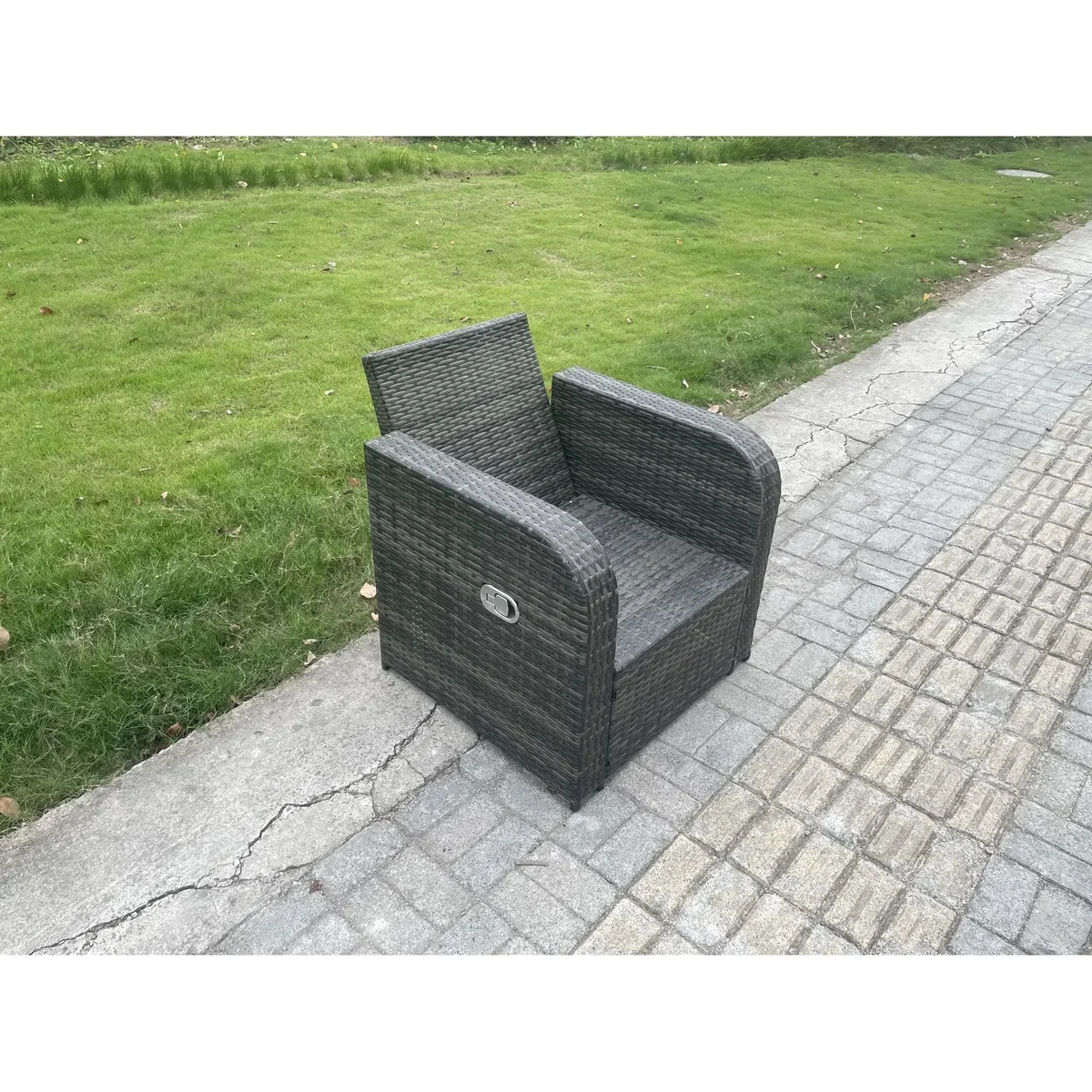 Fimous 6-Seater Wicker Rattan Patio Sofa Set with Reclining Chairs and Footstool. - Dark Grey Mixed – image 4