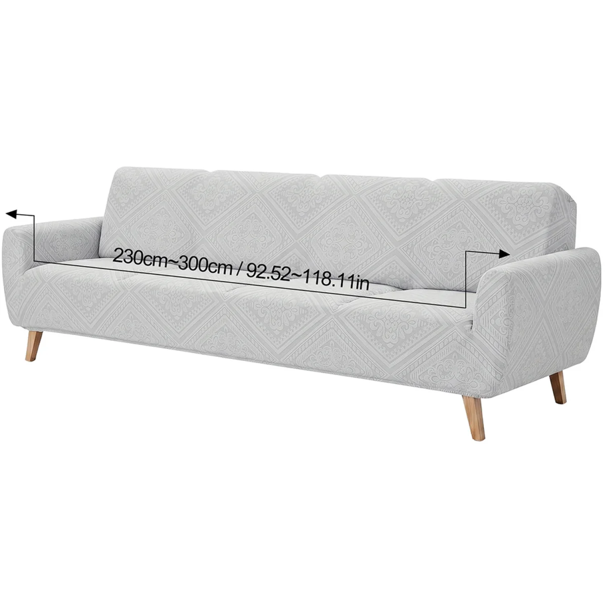 High Stretch Anti-slip Full-Coverage Couch Cover Sofa Cover with Foam Rods - Light Grey / 145 - 185 cm – image 5