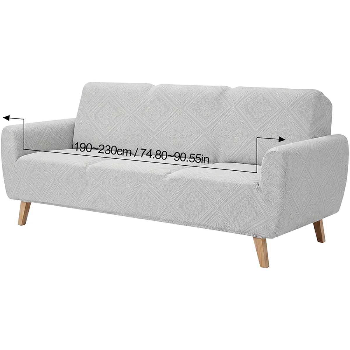 High Stretch Anti-slip Full-Coverage Couch Cover Sofa Cover with Foam Rods - Light Grey / 145 - 185 cm – image 6
