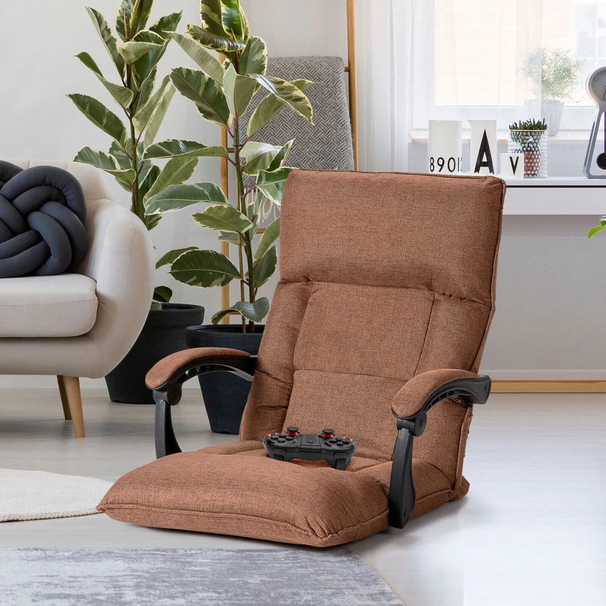 14 Position Adjusting Backrest Lazy Sofa - Brown – image 5