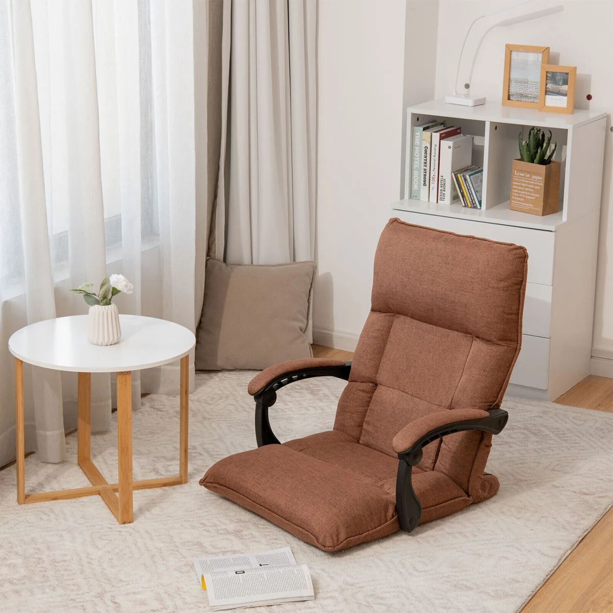 14 Position Adjusting Backrest Lazy Sofa - Brown – image 6