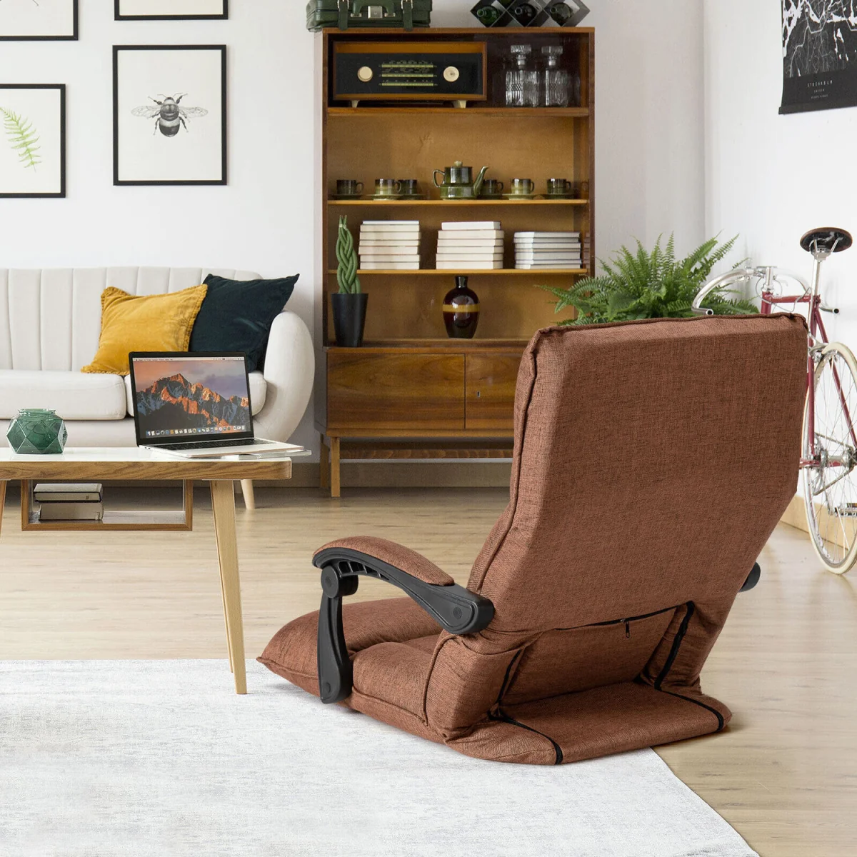 14 Position Adjusting Backrest Lazy Sofa - Brown – image 7