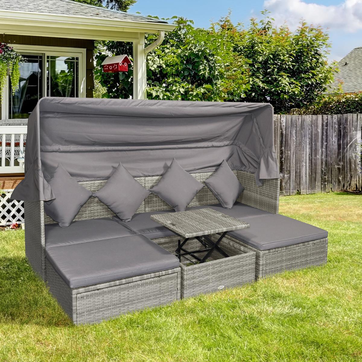 4 Piece Patio Rattan Wicker Sofa Set - Grey
