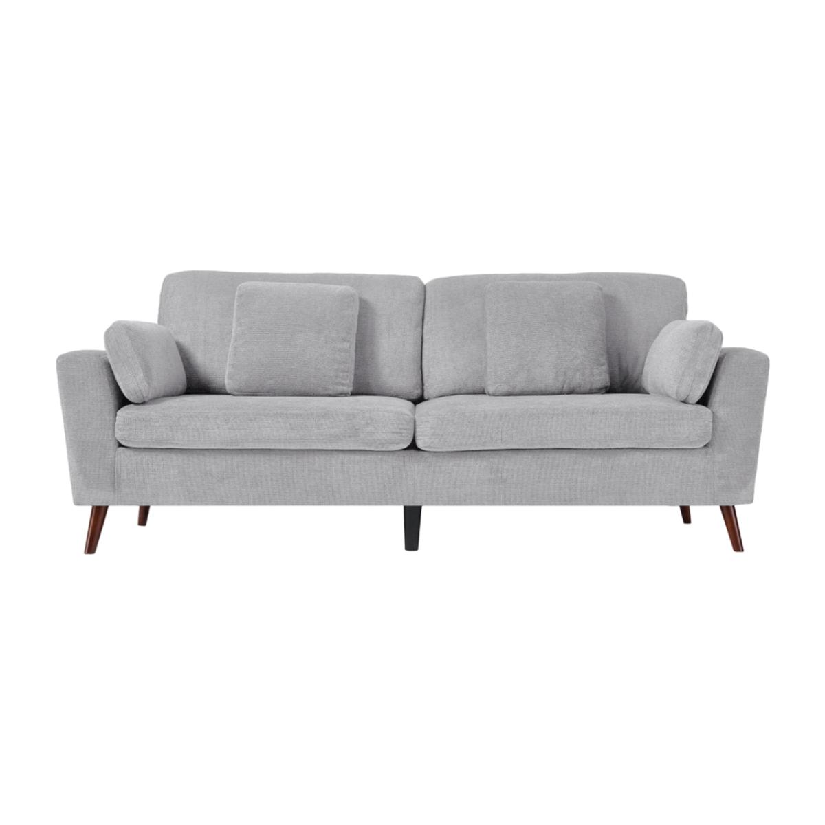 Two-Seater Chenille Upholstered Sofa with Cushions - Grey