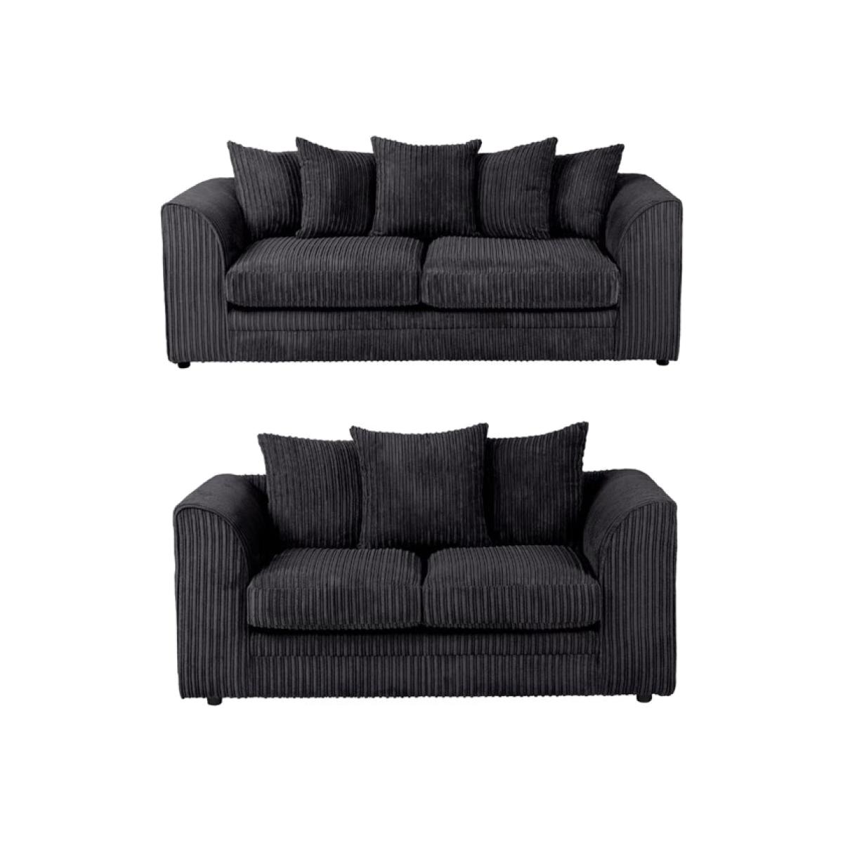BYRON Cord Sofa Set 3 Plus 2 BLACK - Black / 5