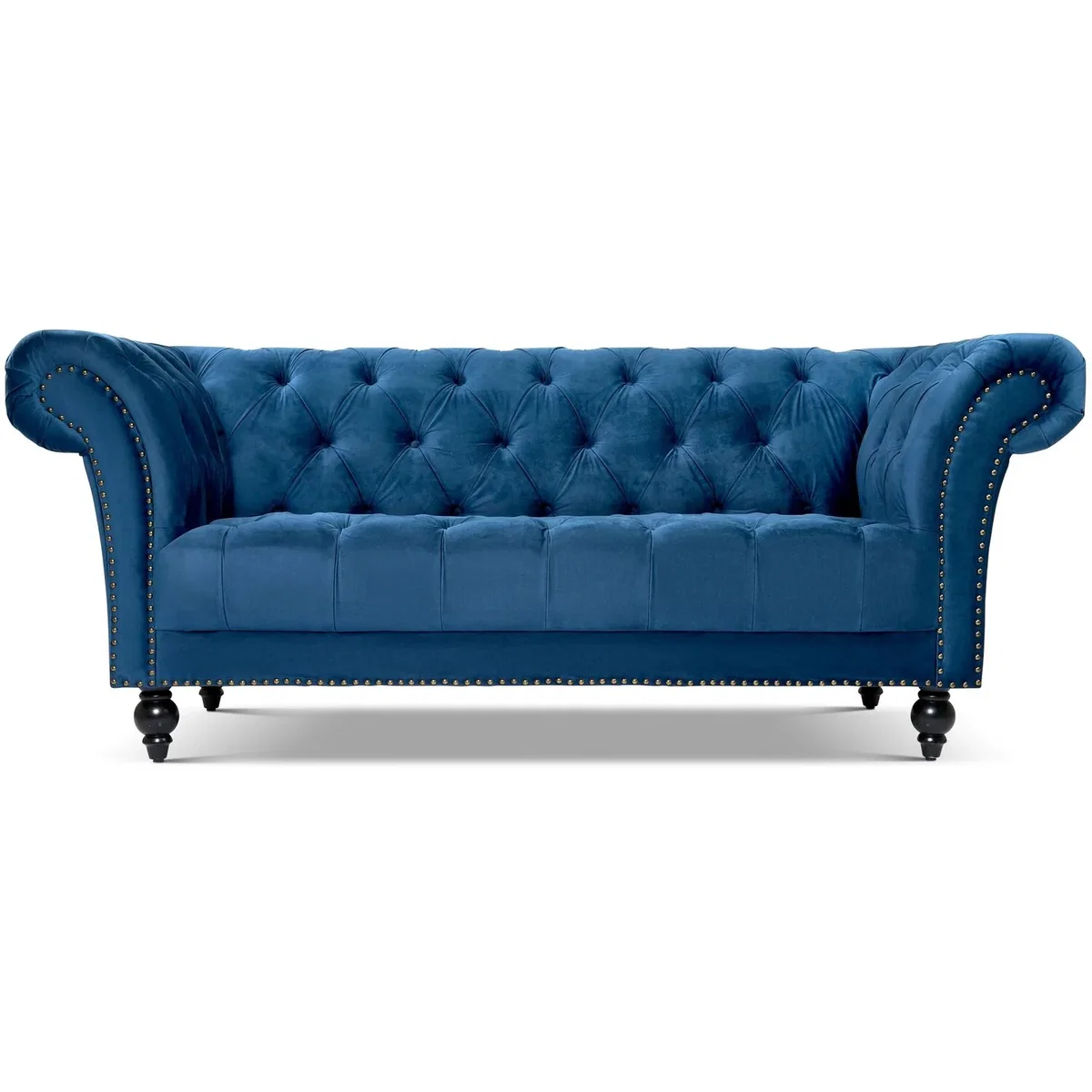 Chesterfield Rolled Arm Velvet Sofa - Blue / 3 – image 6