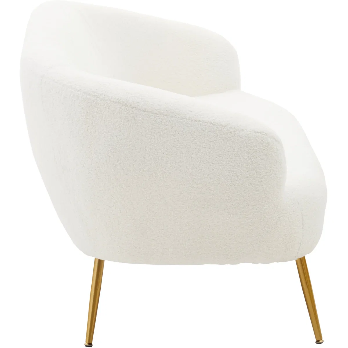 Yazmin White Teddy Fabric 2 Seat Sofa With Gold Finish Legs - White – image 2