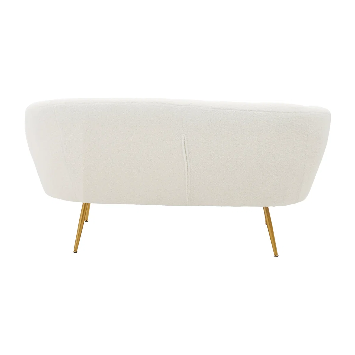 Yazmin White Teddy Fabric 2 Seat Sofa With Gold Finish Legs - White – image 1