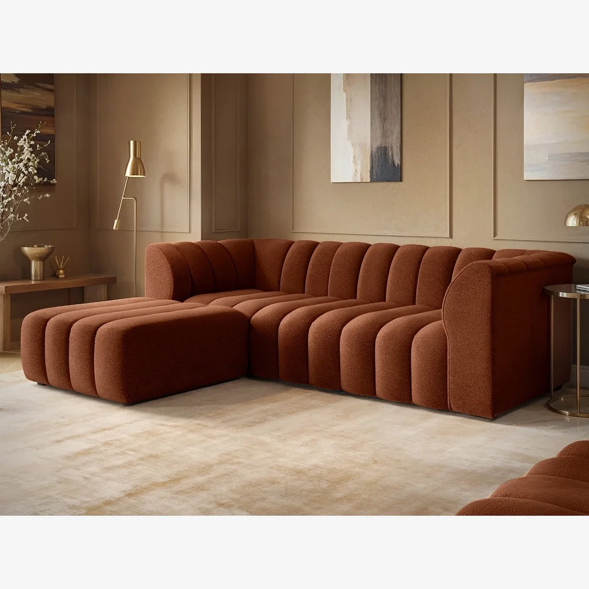 Halle 3 Seater Sofa with Footstool - Orange