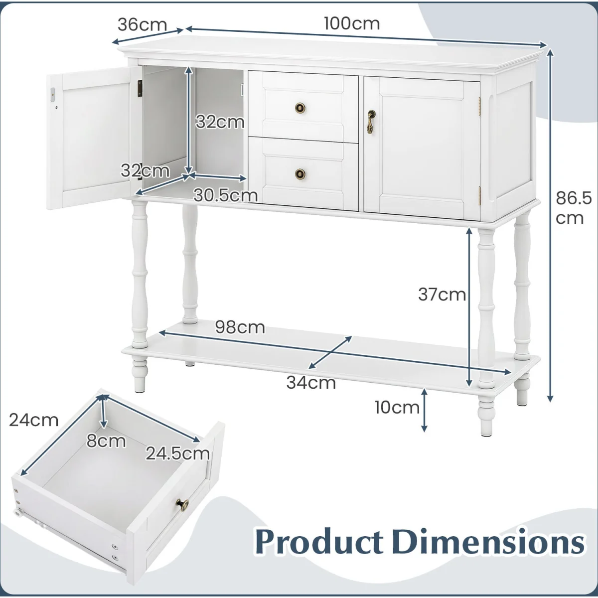 Sofa Stand Behind Couch for Living Room - White – image 2