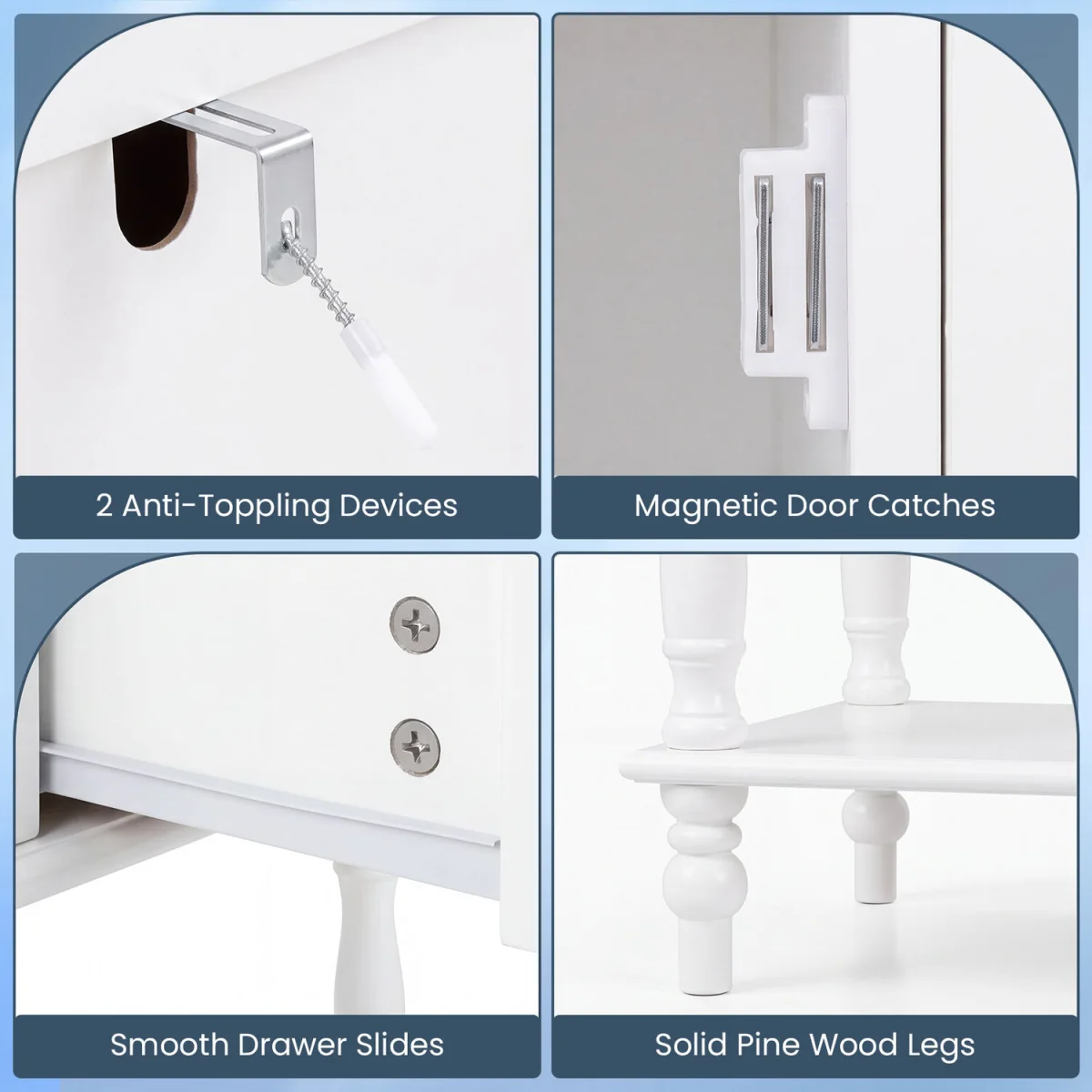 Sofa Stand Behind Couch for Living Room - White – image 4
