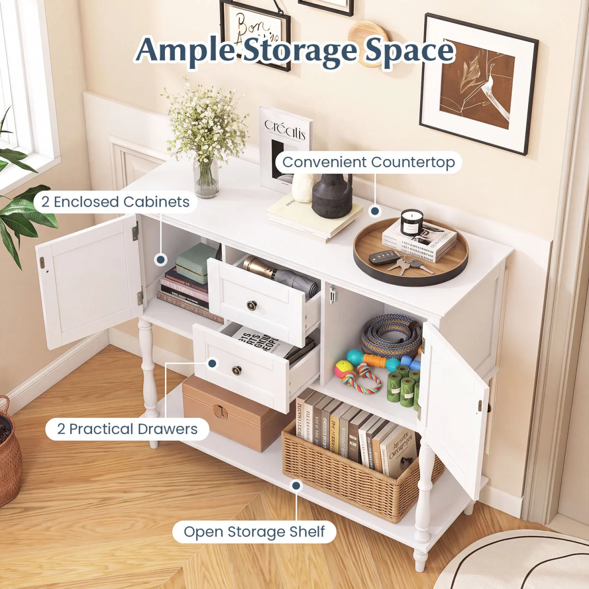 Sofa Stand Behind Couch for Living Room - White – image 8