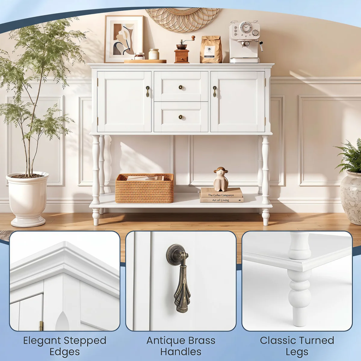 Sofa Stand Behind Couch for Living Room - White – image 9