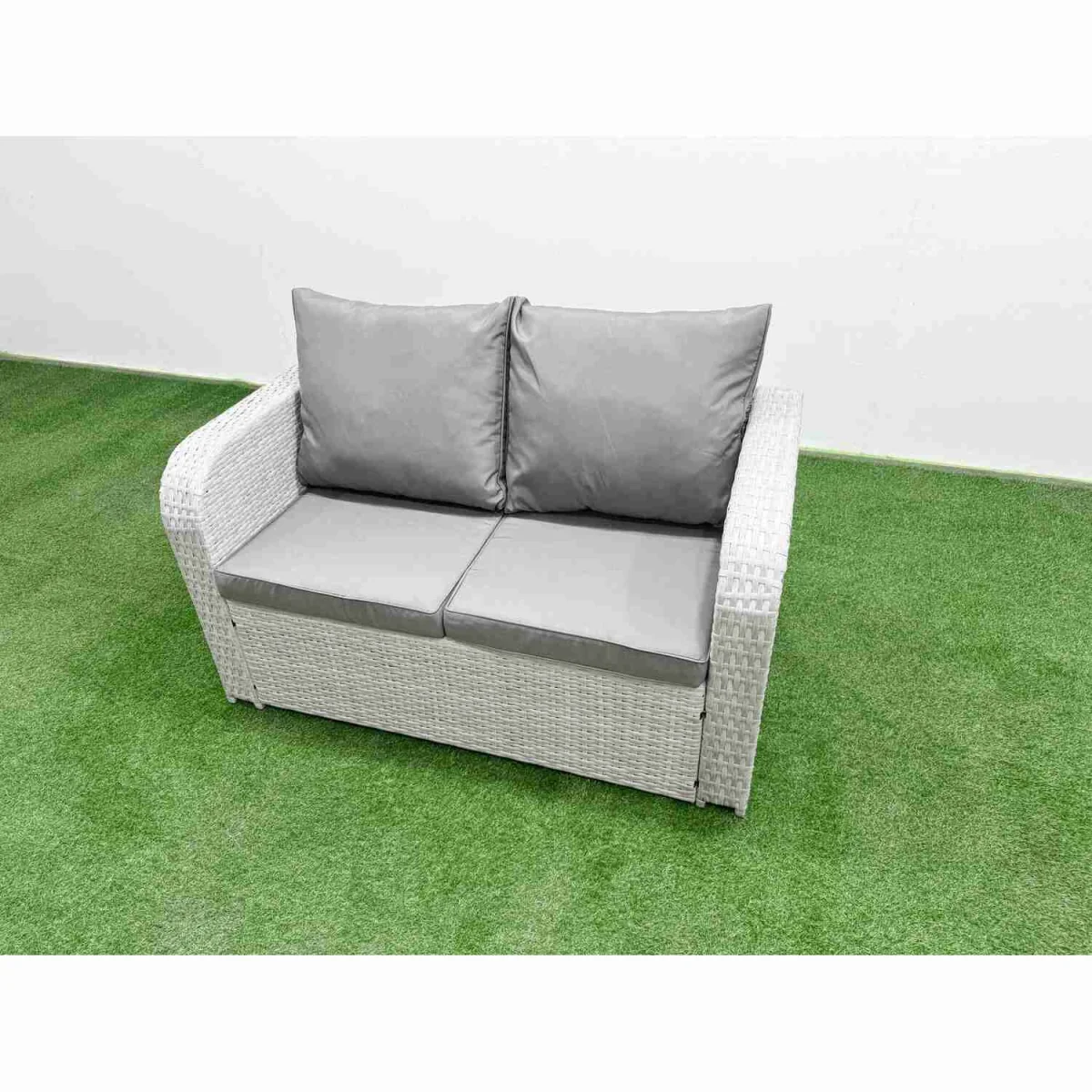 Fimous PE Rattan Sofa Set with Recliners, Table & Stools Light Grey - Light Grey – image 3