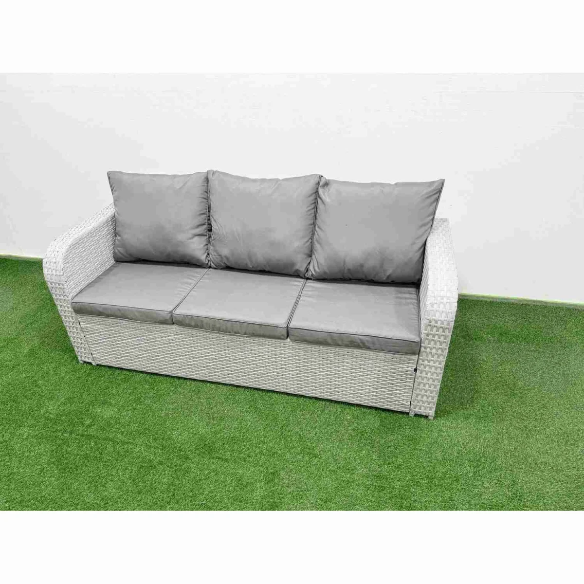 Fimous PE Rattan Sofa Set with Recliners, Table & Stools Light Grey - Light Grey – image 4