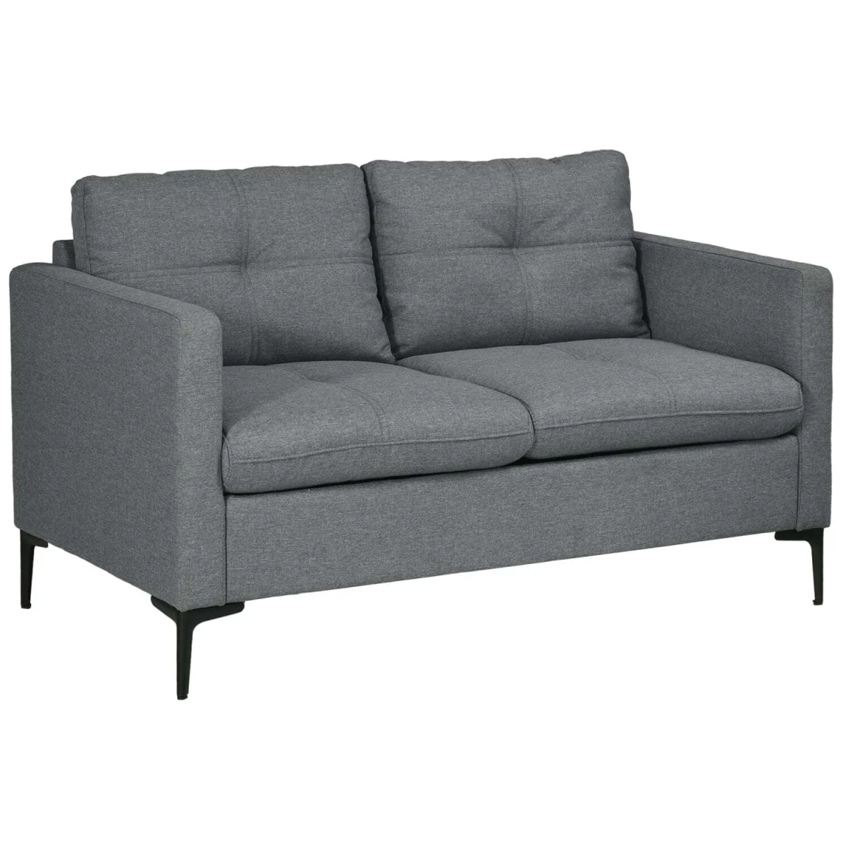 Malala Minimalist Grey Upholstered 2-Seater Sofa with Steel Legs – image 3