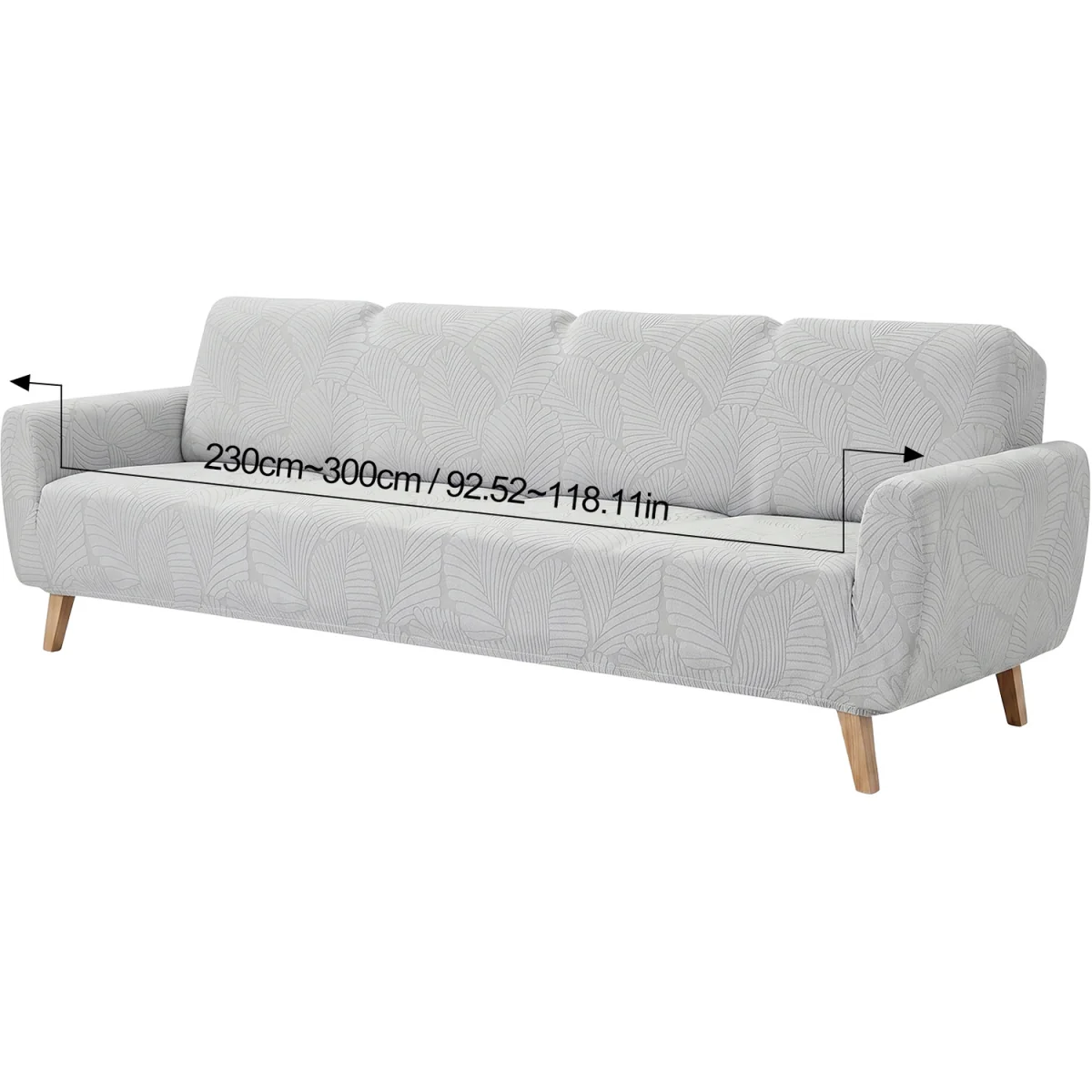 Stretch Anti Slip Leaf Sofa Cover with Foam Rods - Light Grey / 145 - 185 cm – image 2