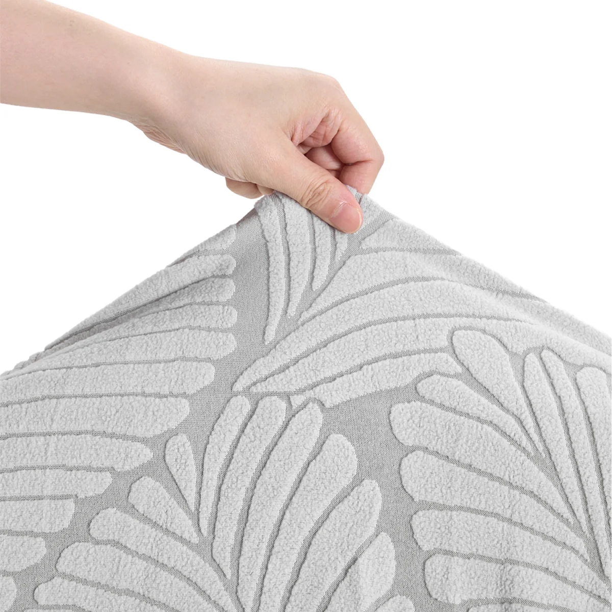 Stretch Anti Slip Leaf Sofa Cover with Foam Rods - Light Grey / 145 - 185 cm – image 4