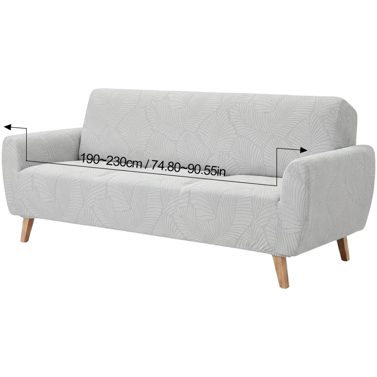 Stretch Anti Slip Leaf Sofa Cover with Foam Rods - Light Grey / 145 - 185 cm – image 7