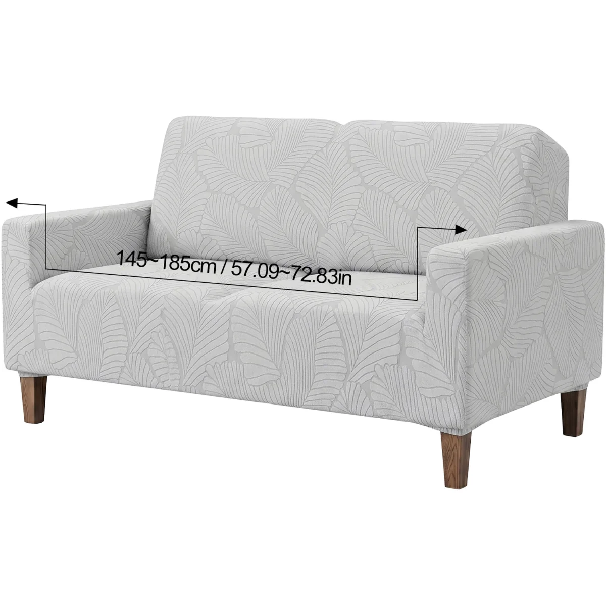 Stretch Anti Slip Leaf Sofa Cover with Foam Rods - Light Grey / 145 - 185 cm – image 8