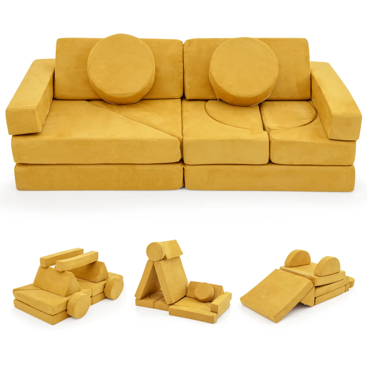 14 PCS Modular Kids Play Couch Sectional Sofa - Yellow – image 2