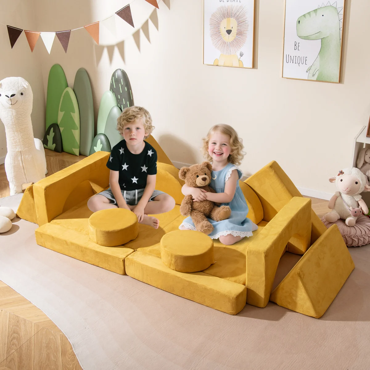 14 PCS Modular Kids Play Couch Sectional Sofa - Yellow – image 3