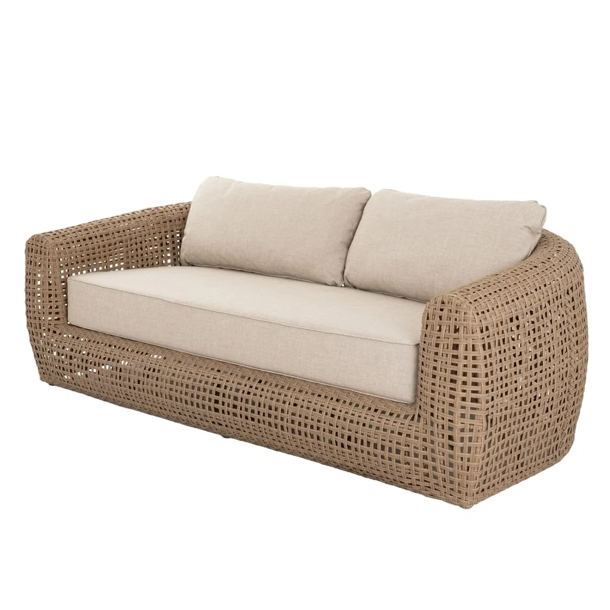 Sardinia 2 Seater Natural Rattan Sofa with Cushions – image 3