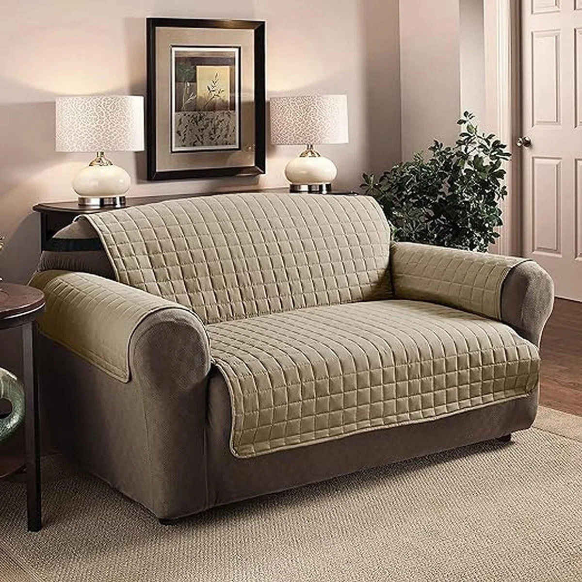 Soft Touch Water-Repellant Sofa Protector - Cream / 2 Seater