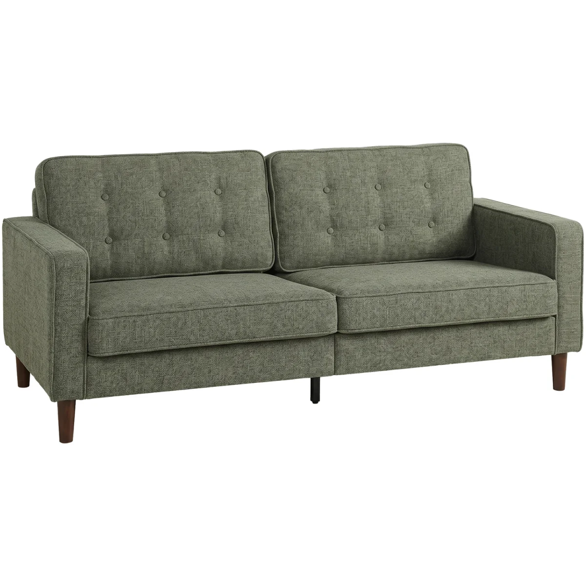 HOMCOM 3 Seater Sofa with Button Tufting Wood Legs - Green – image 9
