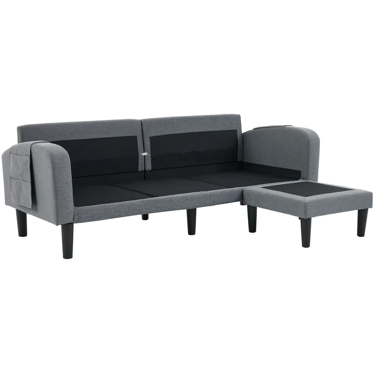 Grey Cotton and Linen L-Shaped Modular 3 Seater Sofa with Chaise Lounge and Side Storage Pockets - Grey – image 9