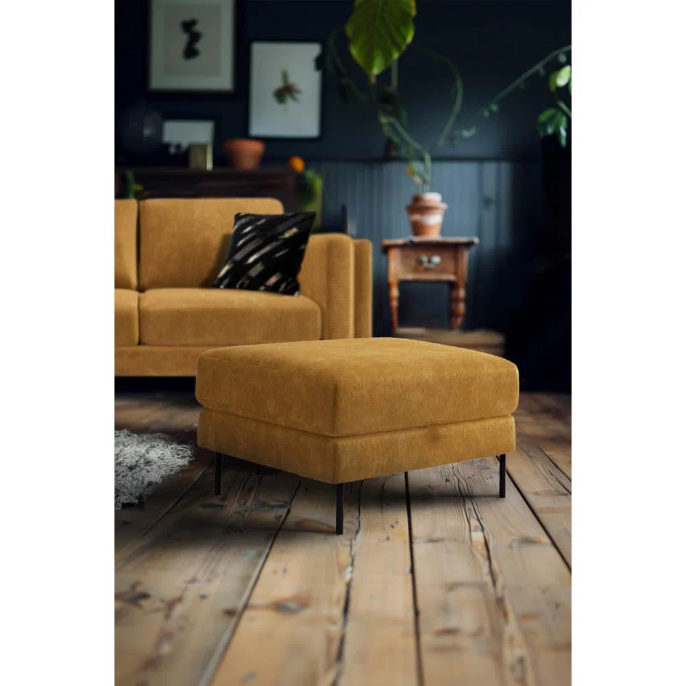 The Grace Foot Stool In Luxe Needlecord Velvet Golden Glow – image 3