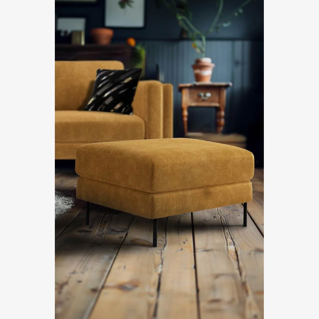 The Grace Foot Stool In Luxe Needlecord Velvet Golden Glow – image 1