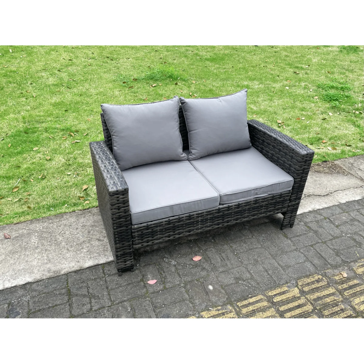 7 Seater Grey Mixed High Back Rattan Sofa Set - Dark Grey Mixed – image 3