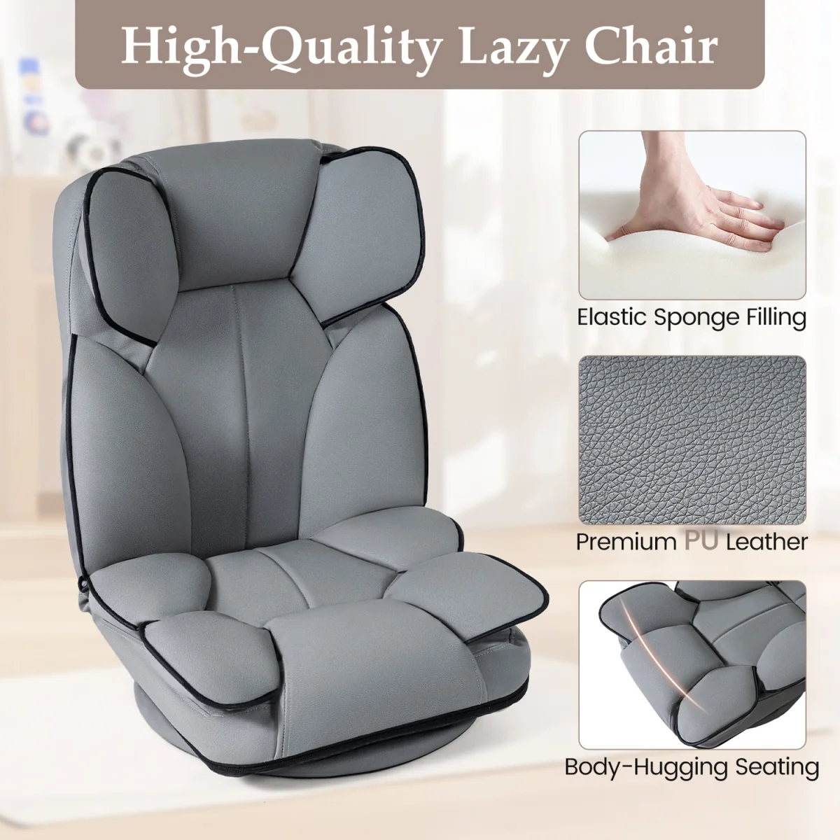 360 Degree Folding Lazy Lounger Couch-Grey - Grey – image 2