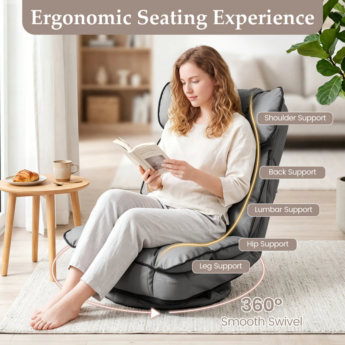 360 Degree Folding Lazy Lounger Couch-Grey - Grey – image 6