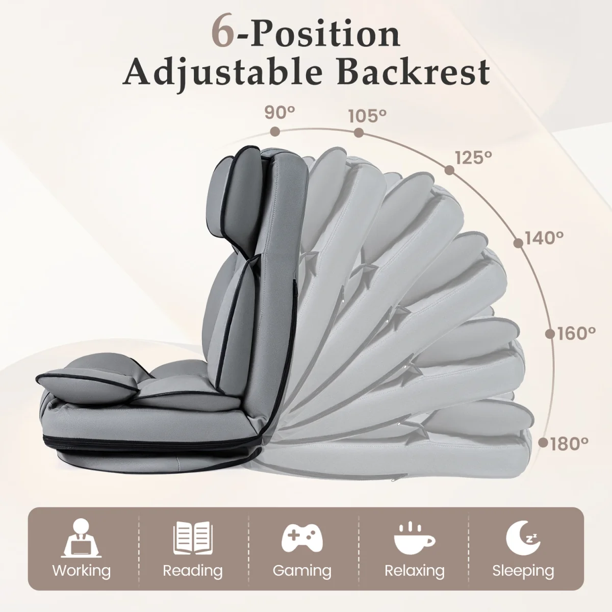 360 Degree Folding Lazy Lounger Couch-Grey - Grey – image 8